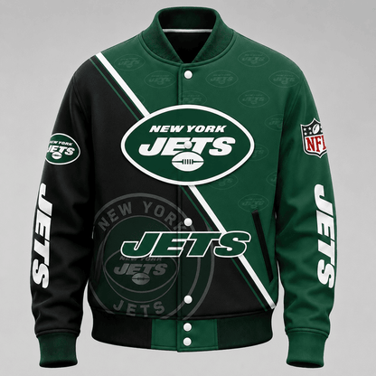 SPECIAL EDITION - NEW CUSTOMIZED | NFL25 NYJ NEW YORK JETS SATIN VARSITY & BASEBALL JACKET