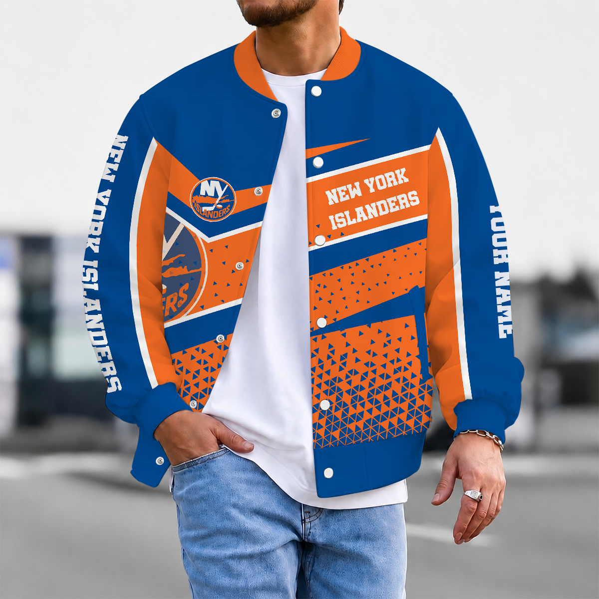 LIMITED EDITION - NEW CUSTOMIZED NHL25 NYI NEW YORK ISLANDERS SATIN VARSITY JACKET & BASEBALL JACKET