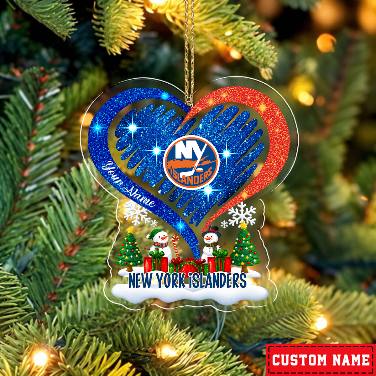 LIMITED EDITION - NEW CUSTOMIZED NHL25 NYI NEW YORK ISLANDERS CHRISTMAS ACRYLIC ORNAMENT