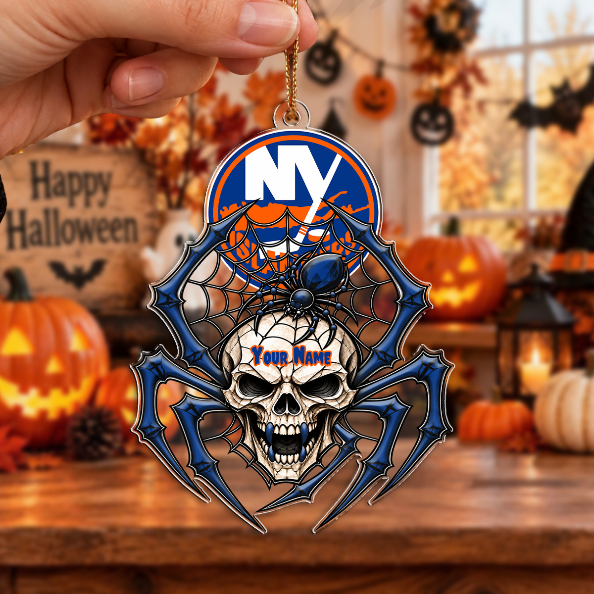 FINAL SALE - NEW CUSTOMIZED NHL25 NYI NEW YORK ISLANDERS HALLOWEEN ACRYLIC ORNAMENT