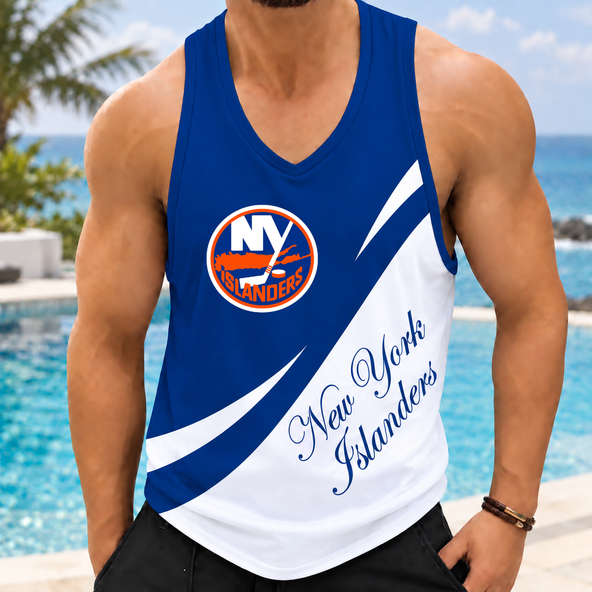 LIMITED EDITION - NEW CUSTOMIZED NHL25 NYI NEW YORK ISLANDERS MEN'S TANK TOP