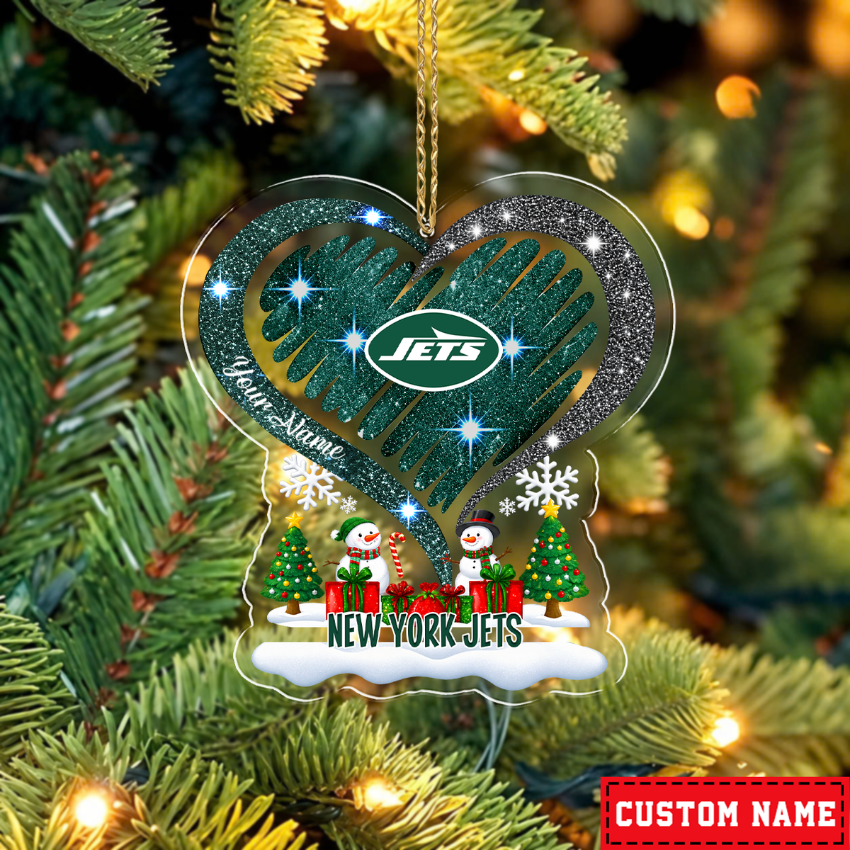 LIMITED EDITION - NEW CUSTOMIZED NFL25 NYJ NEW YORK JETS CHRISTMAS ACRYLIC ORNAMENT