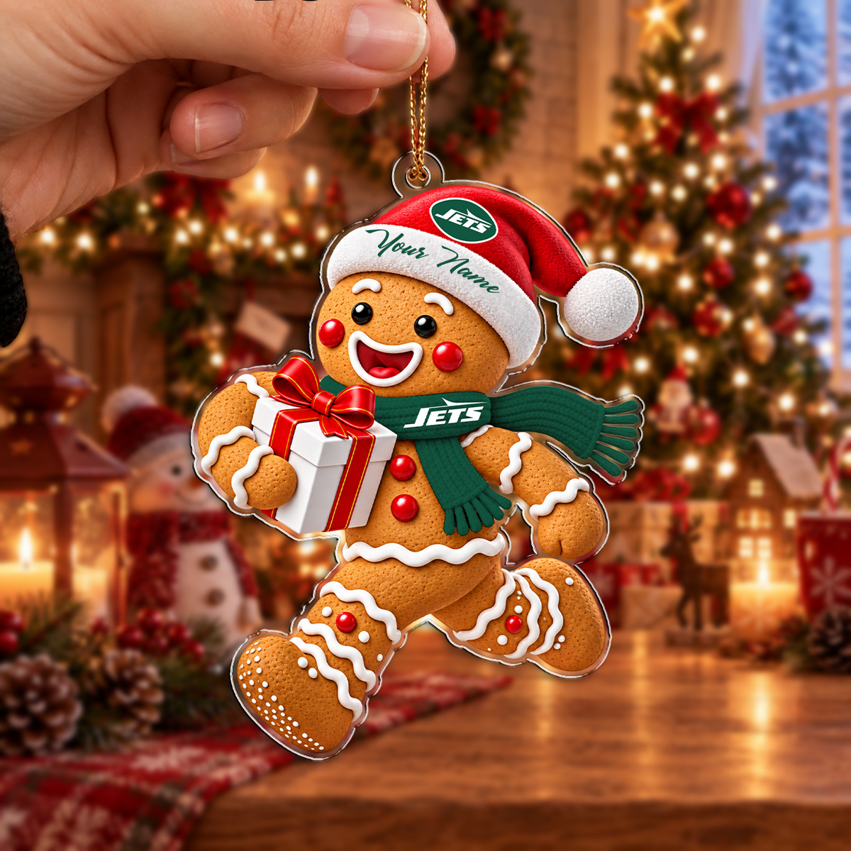 FINAL SALE - NEW CUSTOMIZED NFL25 NYJ NEW YORK JETS CHRISTMAS ACRYLIC ORNAMENT