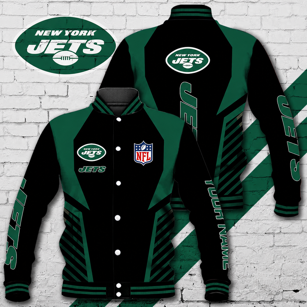 LIMITED EDITION - NEW CUSTOMIZED NFL25 NYJ NEW YORK JETS SATIN VARSITY & BASEBALL JACKET