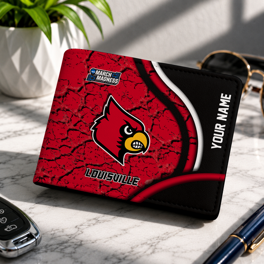 FINAL CLEARANCE - NEW CUSTOMIZED NCAA MAM25 ULC LOUISVILLE CARDINALS LEATHER WALLET