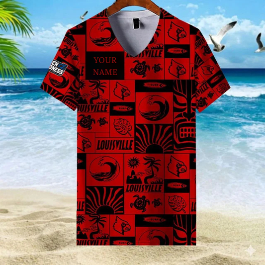 LIMITED EDITION - NEW CUSTOMIZED NCAA MAM25 ULC UL CARDINALS V-NECK FEMALE SHIRT