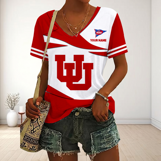 VIRAL EDITON - NEW CUSTOMIZED FBS NCAA25 UTU UT UTES V-NECK FEMALE SHIRT
