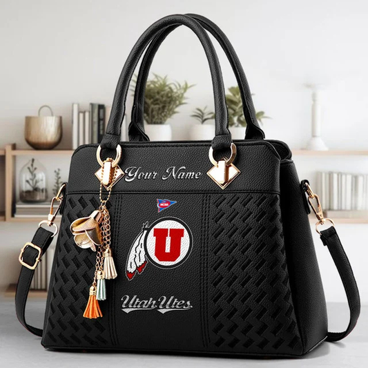 LIMITED EDITION - NEW CUSTOMIZED NCAA FBS25 UTU UT UTES ZIP HANDBAG MULTICOLOR