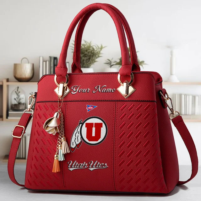 LIMITED EDITION - NEW CUSTOMIZED NCAA FBS25 UTU UT UTES ZIP HANDBAG MULTICOLOR
