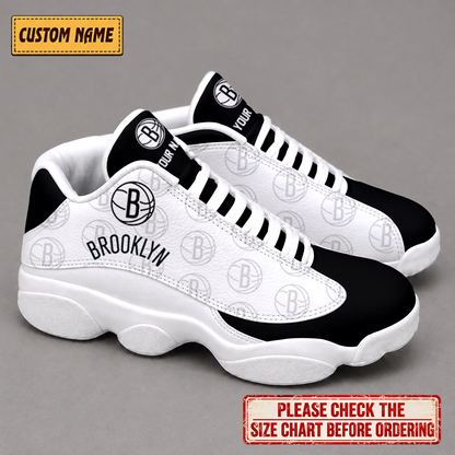 SPECIAL EDITION - NEW CUSTOMIZED NBA25 BNE BROOKLYN NETS AIR JORDAN 13 LOW TOP SNEAKER