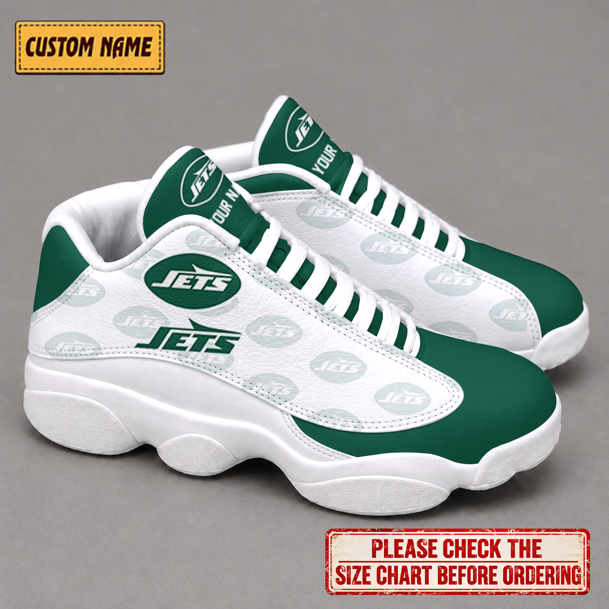 LIMITED EDITION - NEW CUSTOMIZED NFL25 NYJ NEW YORK JETS AIR JORDAN 13 LOW TOP SNEAKER