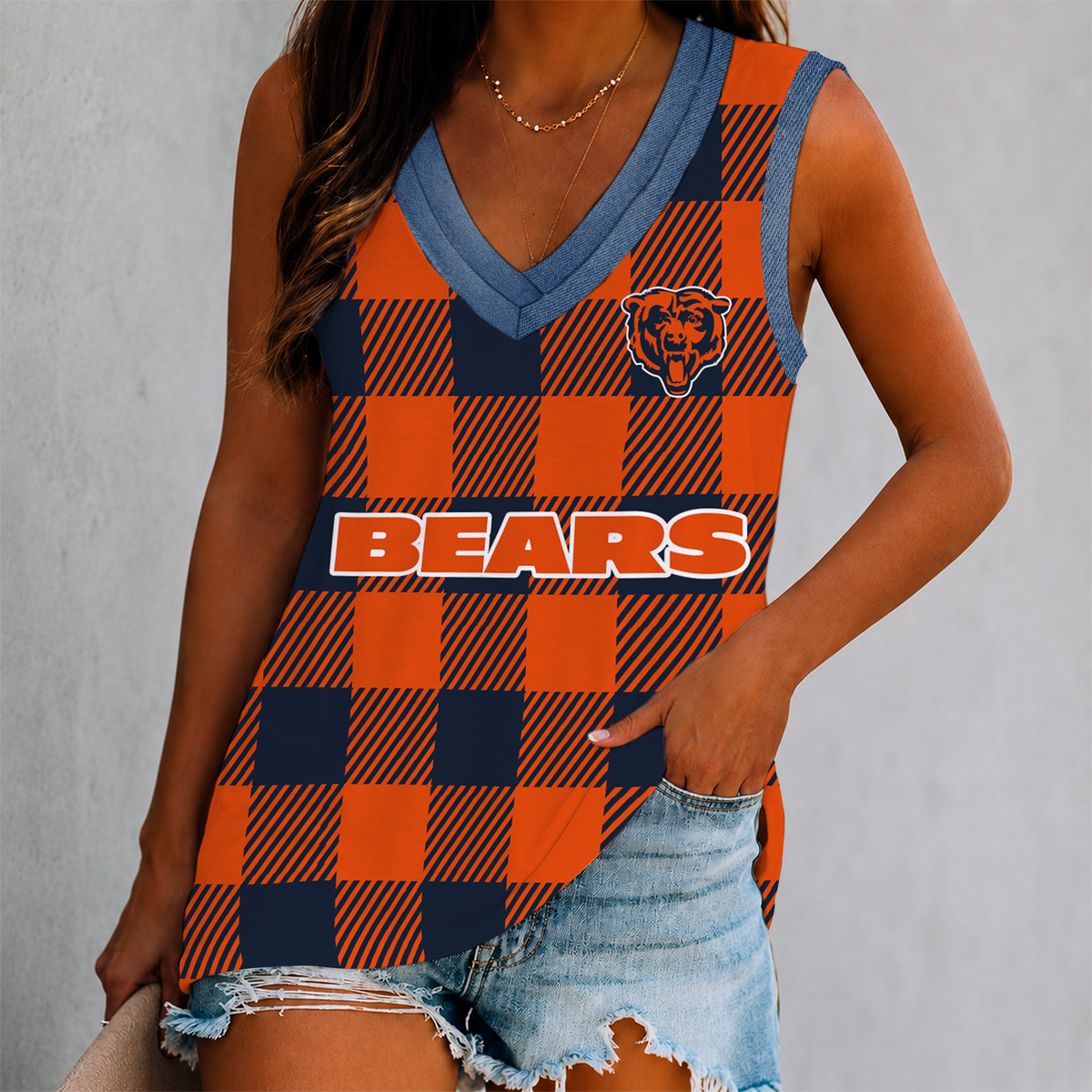 LIMITED EDITION - NEW CUSTOMIZED NFL26 CCB CHICAGO BEARS WOMEN'S V-NECK TANK TOP
