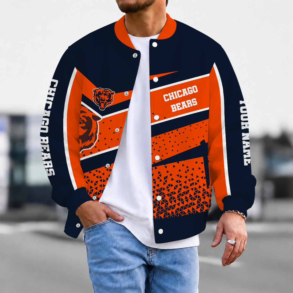 LIMITED EDITION - NEW CUSTOMIZED NFL26 CCB CHICAGO BEARS SATIN VARSITY & BASEBALL JACKET
