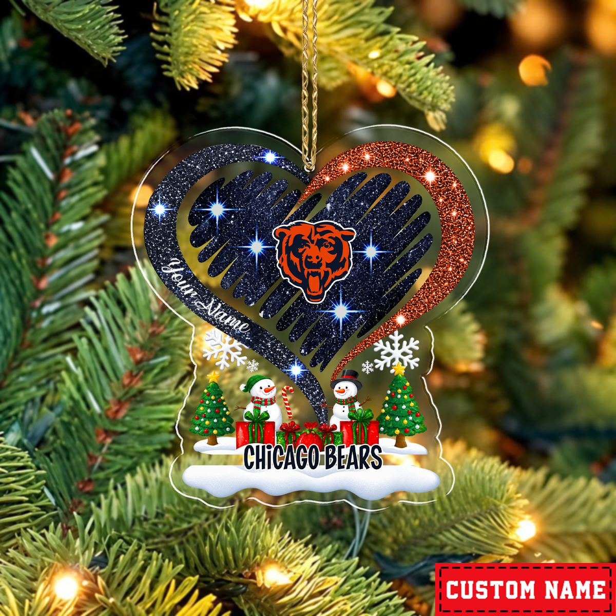 LIMITED EDITION - NEW CUSTOMIZED NFL26 CCB CHICAGO BEARS CHRISTMAS ACRYLIC ORNAMENT