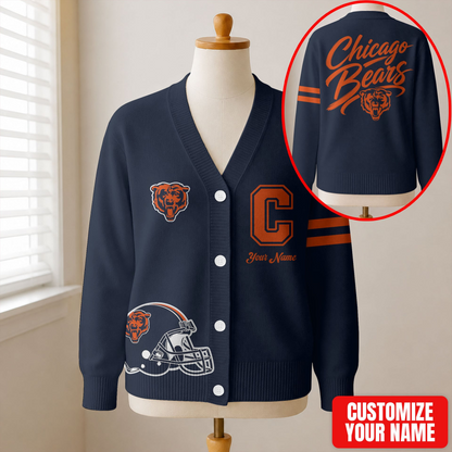 EXCLUSIVE EDITION - NEW CUSTOMIZED NFL26 CCB CHICAGO BEARS CARDIGAN