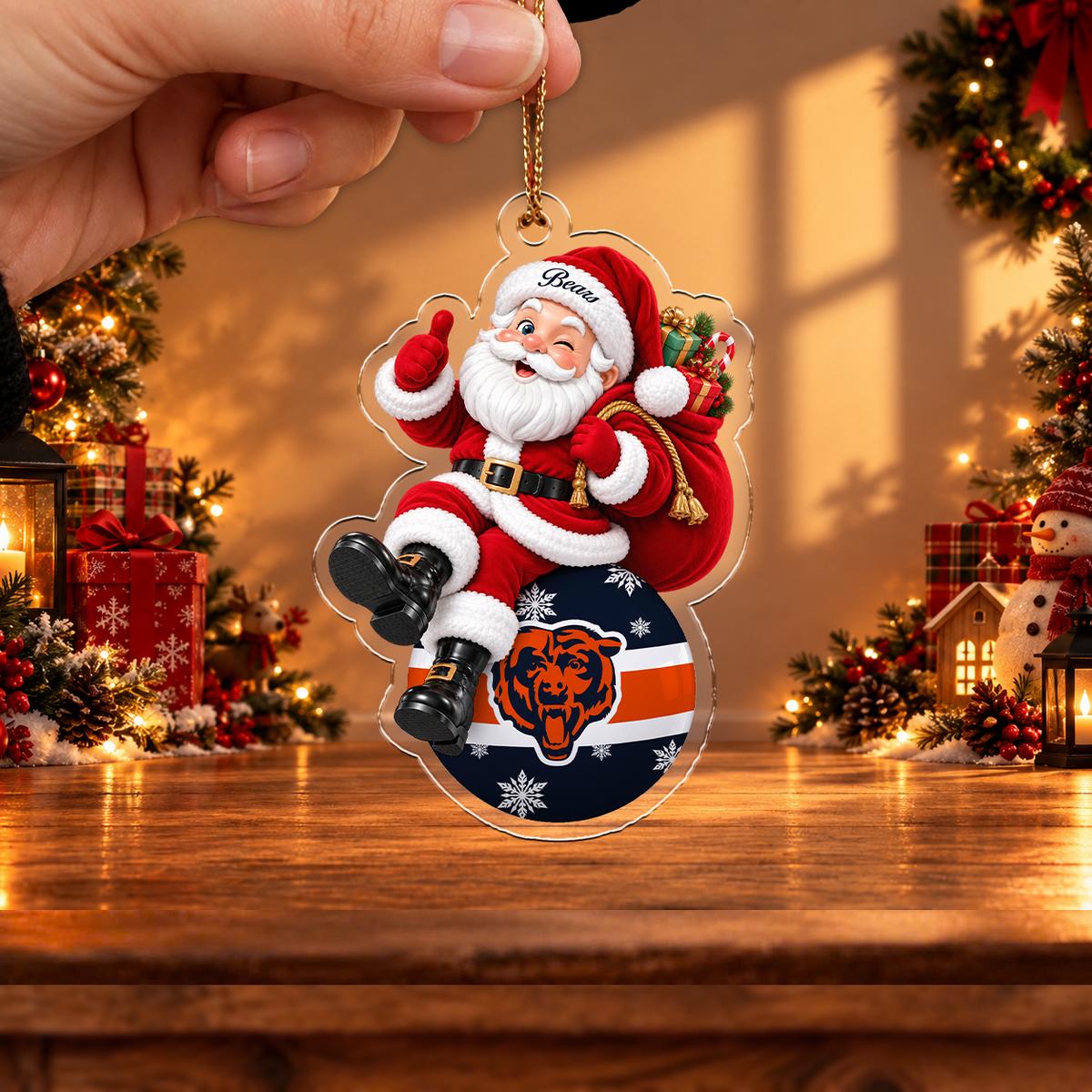 VIRAL EDITION - NEW CUSTOMIZED NFL26 CCB CHICAGO BEARS CHRISTMAS ACRYLIC ORNAMENT