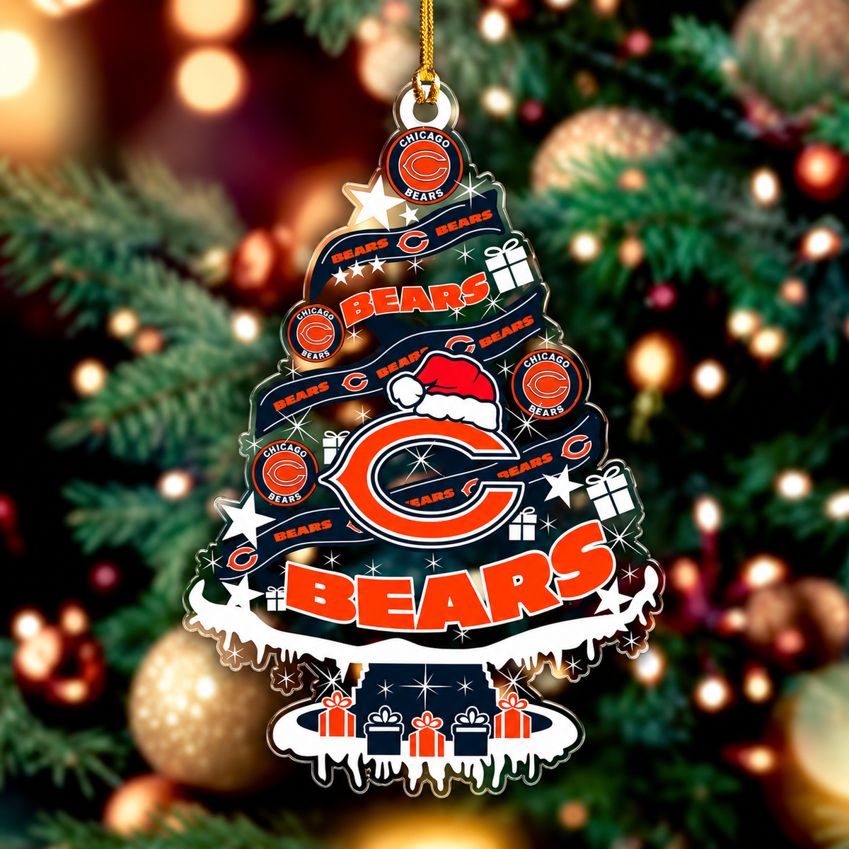 SPECIAL EDITION - NEW CUSTOMIZED NFL26 CCB CHICAGO BEARS CHRISTMAS ACRYLIC ORNAMENT