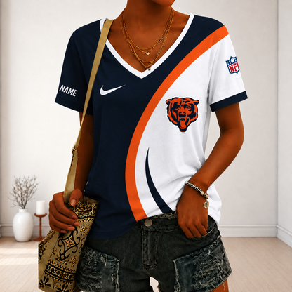 SPECIAL EDITION - NEW CUSTOMIZED NFL26 CCB CHICAGO BEARS V-NECK FEMALE SHIRT