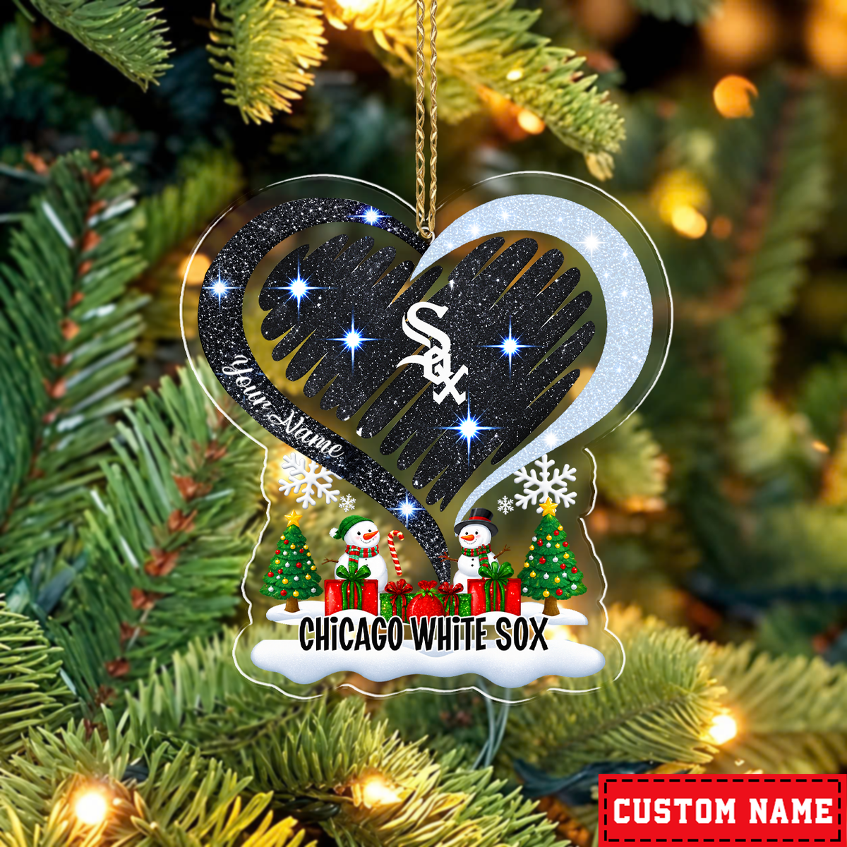 FINAL SALE - NEW CUSTOMIZED MLB26 CWS CHICAGO WHITE SOX CHRISTMAS ACRYLIC ORNAMENT