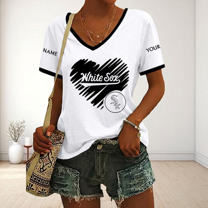 VIRAL EDITION - NEW CUSTOMIZED MLB26 CWS CHICAGO WHITE SOX V-NECK FEMALE SHIRT