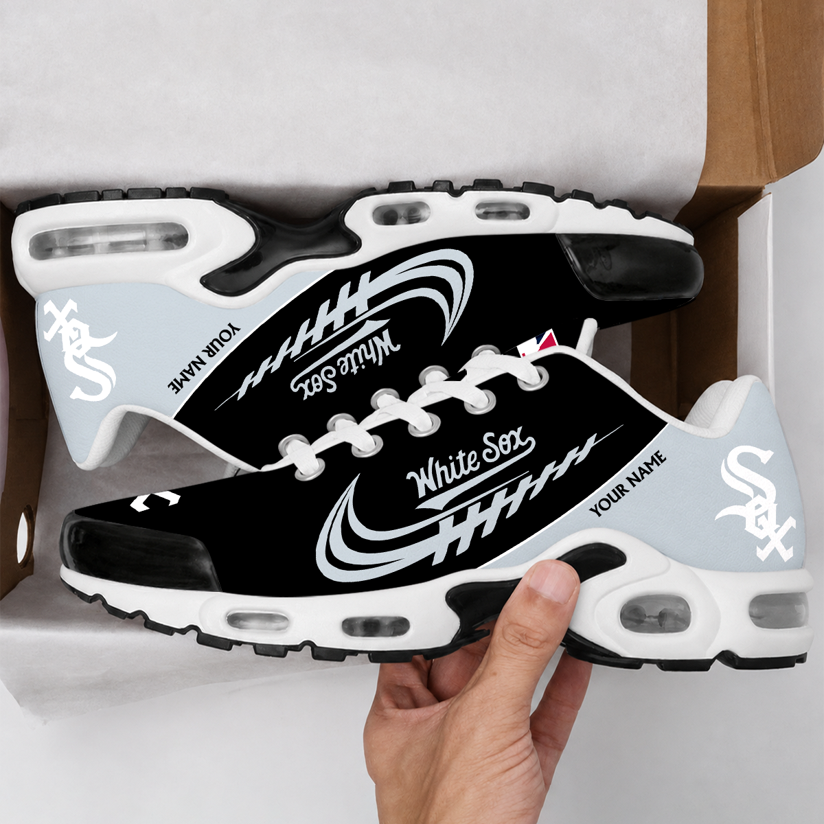 VIRAL EDITION - NEW CUSTOMIZED MLB26 CWS CHICAGO WHITE SOX AIR MAX PLUS SNEAKERS