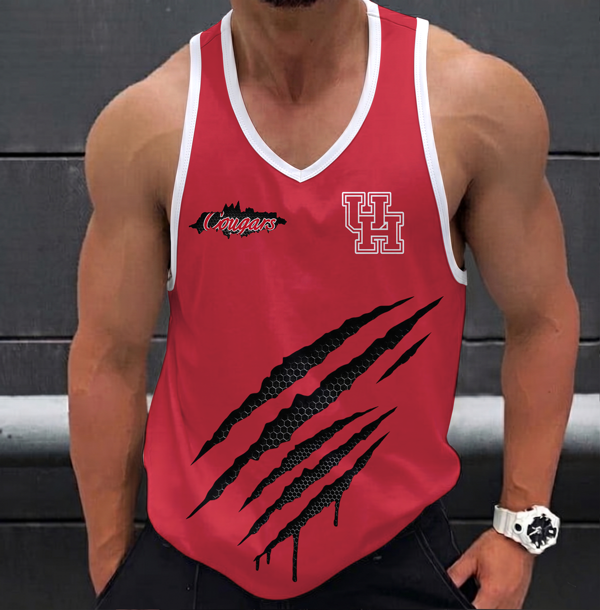 EXCLUSIVE EDTION - NEW CUSTOMIZED NCAA MAM26 HOC HOUSTON COUGARS STRAPPY UNISEX TANK TOP