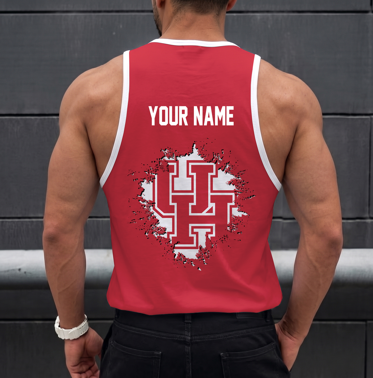 EXCLUSIVE EDTION - NEW CUSTOMIZED NCAA MAM26 HOC HOUSTON COUGARS STRAPPY UNISEX TANK TOP