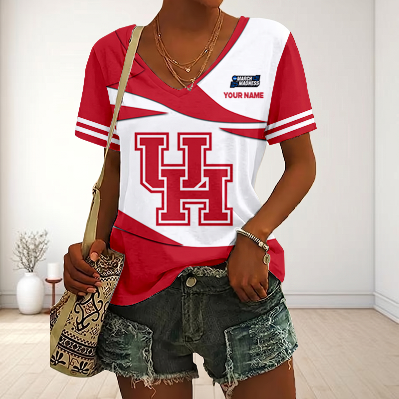 VIRAL EDITON - NEW CUSTOMIZED MAM NCAA26 HOC HO COUGARS V-NECK FEMALE SHIRT