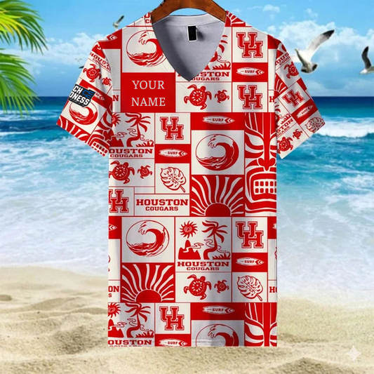 LIMITED EDITION - NEW CUSTOMIZED NCAA MAM26 HOC HO COUGARS V-NECK FEMALE SHIRT