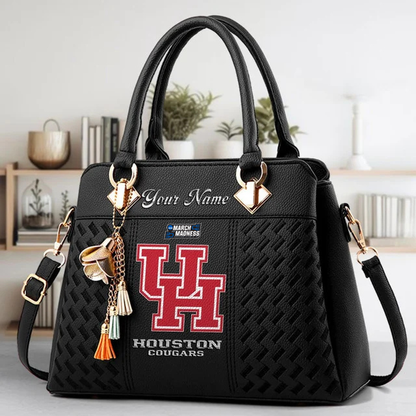 VIRAL EDITON - NEW CUSTOMIZED NCAA MAM26 HOC HO COUGARS ZIP HANDBAG MULTICOLOR