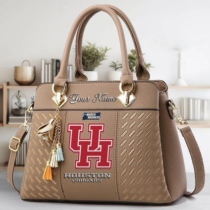 VIRAL EDITON - NEW CUSTOMIZED NCAA MAM26 HOC HO COUGARS ZIP HANDBAG MULTICOLOR