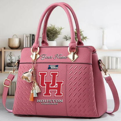 VIRAL EDITON - NEW CUSTOMIZED NCAA MAM26 HOC HO COUGARS ZIP HANDBAG MULTICOLOR