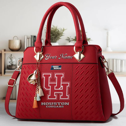 VIRAL EDITON - NEW CUSTOMIZED NCAA MAM26 HOC HO COUGARS ZIP HANDBAG MULTICOLOR