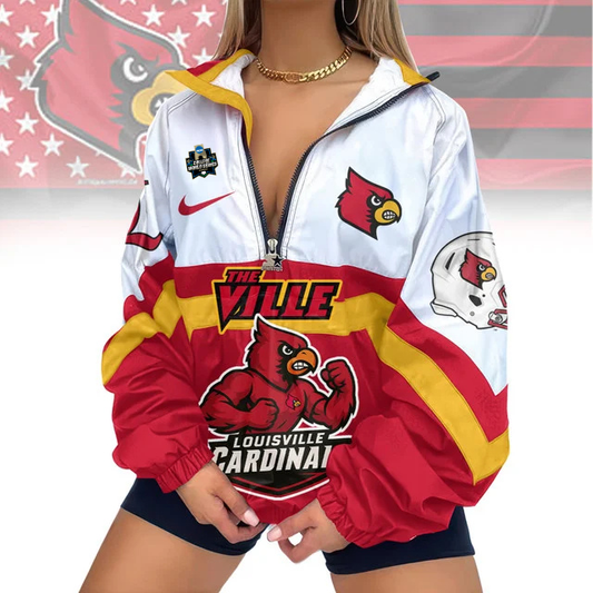 LIMITED EDITION - NEW CUSTOMIZED CWS NCAA26 ULC UL CARDINALS V-NECK ZIPPER SWEATSHIRT JACKET