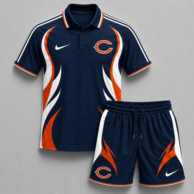 EXCLUSIVE EDITION - NEW CUSTOMIZED | NFL26 CCB CHICAGO BEARS POLO SHIRT & SHORT PANTS SET