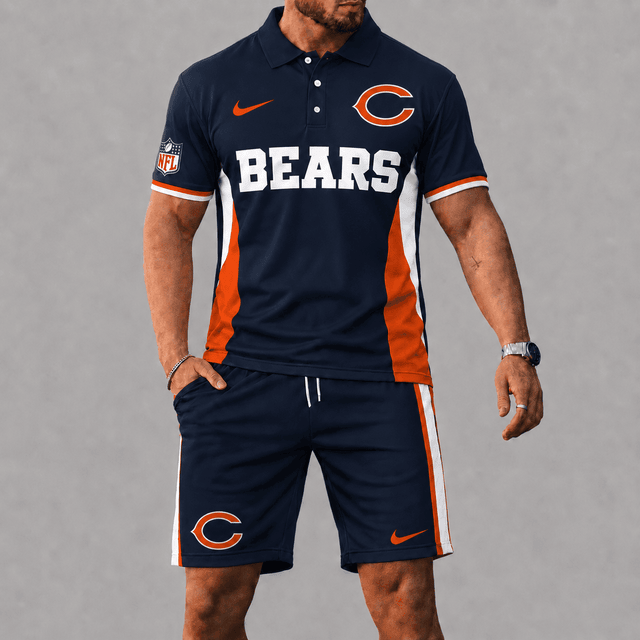 SPECIAL EDITION - NEW CUSTOMIZED | NFL26 CCB CHICAGO BEARS POLO SHIRT & SHORT PANTS SET