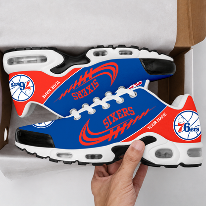 LIMITED EDITION - NEW CUSTOMIZED NBA26 P76 PHILADELPHIA 76ERS AIR MAX PLUS SNEAKERS