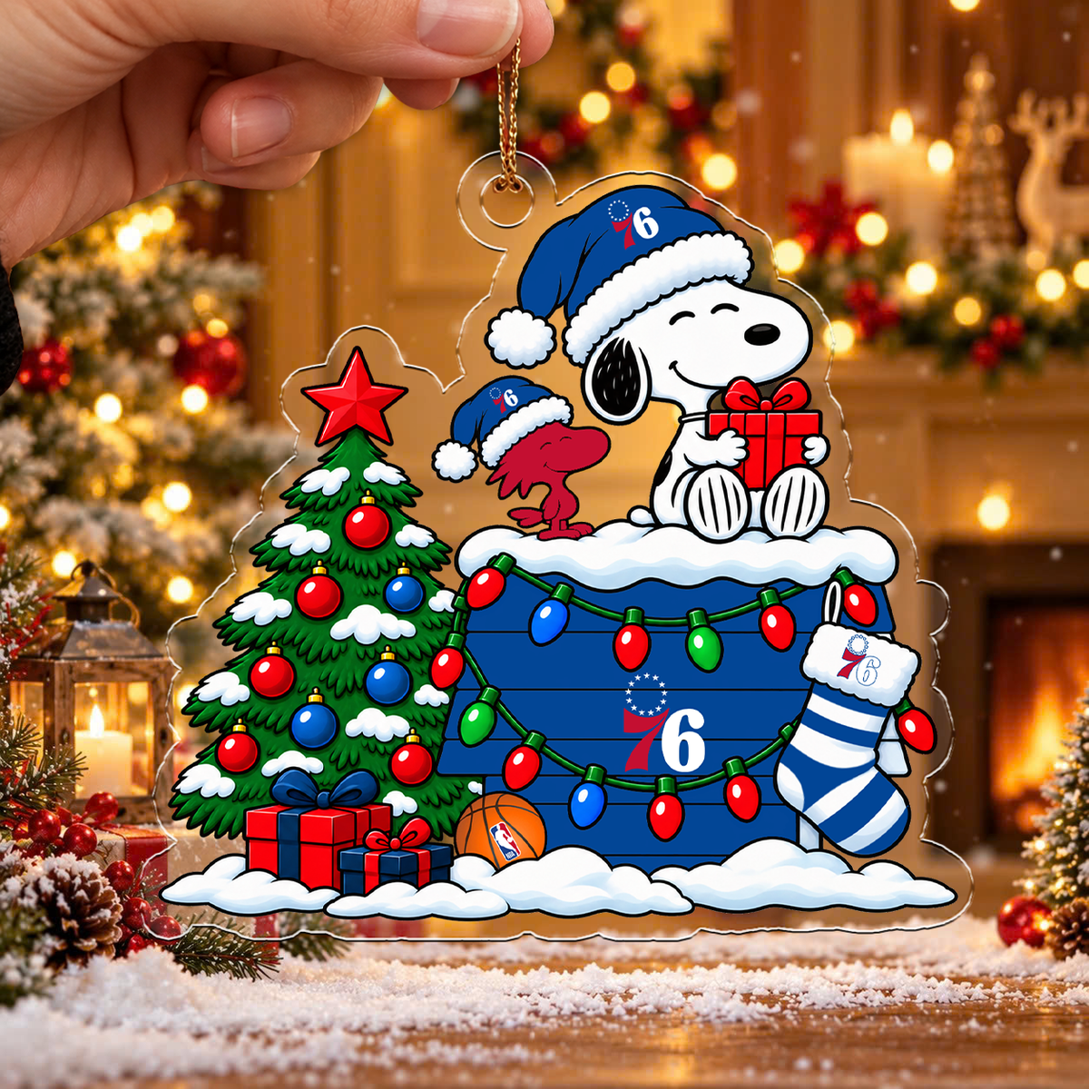 FLASH SALE - NEW CUSTOMIZED NBA26 P76 PHILADELPHIA 76ERS CHRISTMAS ACRYLIC ORNAMENT
