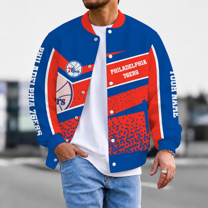SPECIAL EDITION - NEW CUSTOMIZED NBA26 P76 PHILADELPHIA 76ERS BASEBALL JACKET, SATIN VARSITY JACKET