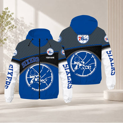 FLASH SALE - NEW CUSTOMIZED NBA26 P76 PHILADELPHIA 76ERS WINDBREAKER JACKET