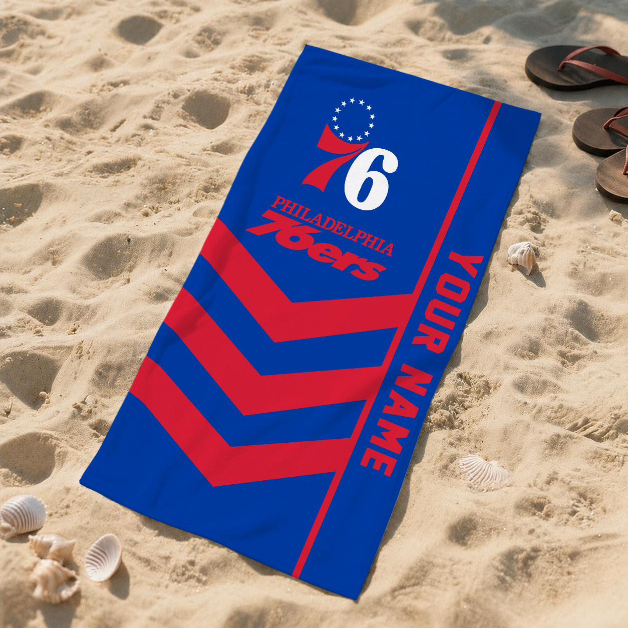HOT DEAL - NEW CUSTOMIZED NBA26 P76 PHILADELPHIA 76ERS BEACH TOWEL FOR FAN