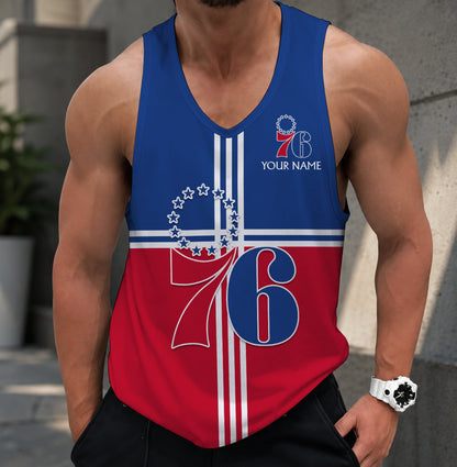 FINAL SALE - NEW CUSTOMIZED NBA26 P76 PHILADELPHIA 76ERS MEN'S TANK TOP