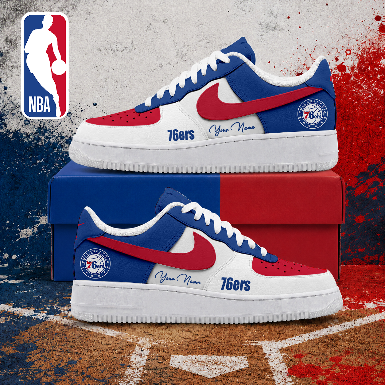 FINAL SALE - NEW CUSTOMIZED NBA26 P76 PHILADELPHIA 76ERS AF1 SNEAKERS