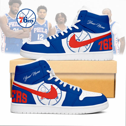 FINAL SALE - NEW CUSTOMIZED NBA26 P76 PHILADELPHIA 76ERS AIR JORDAN SNEAKERS
