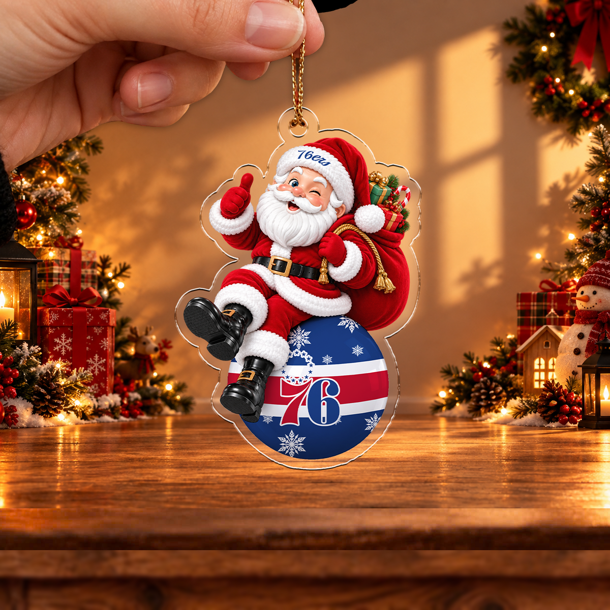 VIRAL EDITION - NEW CUSTOMIZED NBA26 P76 PHILADELPHIA 76ERS CHRISTMAS ACRYLIC ORNAMENT