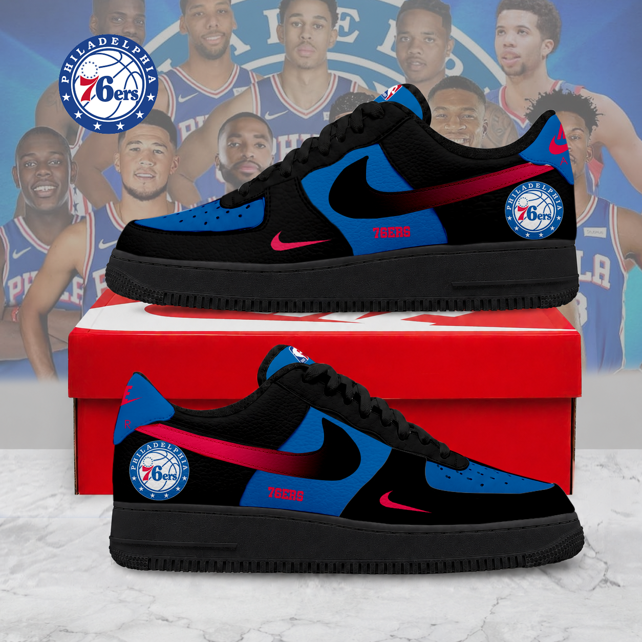 FINAL SALE - NEW CUSTOMIZED NBA26 P76 PHILADELPHIA 76ERS AF1 SNEAKERS