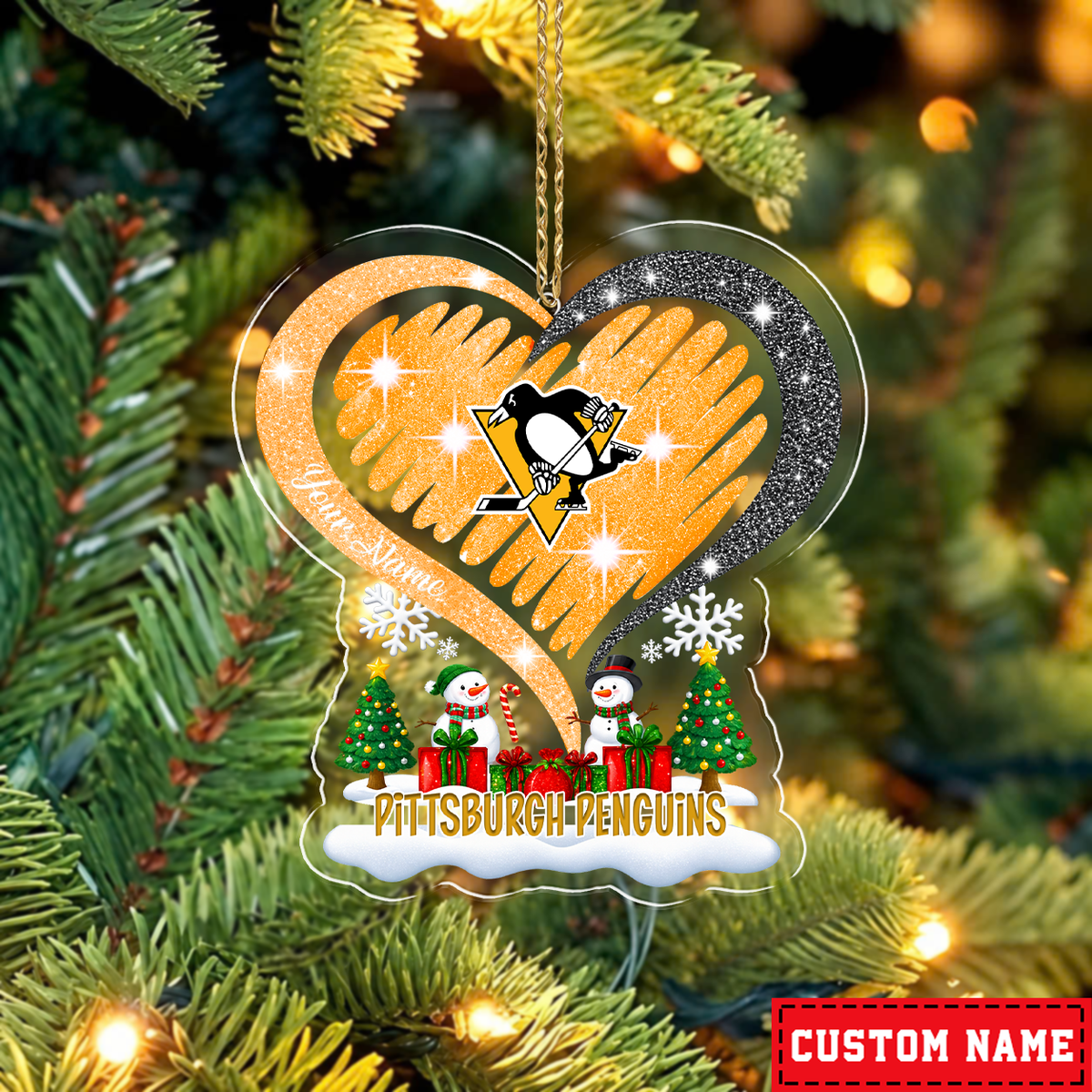 LIMITED EDITION - NEW CUSTOMIZED NHL26 PBP PITTSBURGH PENGUINS CHRISTMAS ACRYLIC ORNAMENT