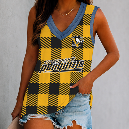 LIMITED EDITION - NEW CUSTOMIZED NHL26 PBP PITTSBURGH PENGUINS WOMEN'S V-NECK TANK TOP