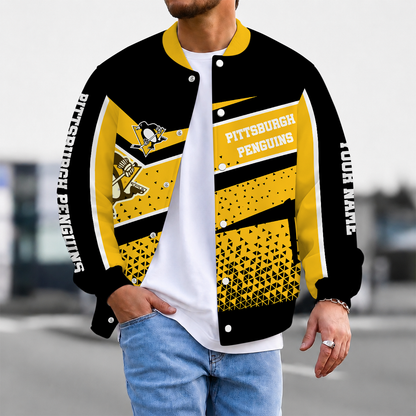 LIMITED EDITION - NEW CUSTOMIZED NHL26 PBP PITTSBURGH PENGUINS SATIN VARSITY JACKET & BASEBALL JACKET