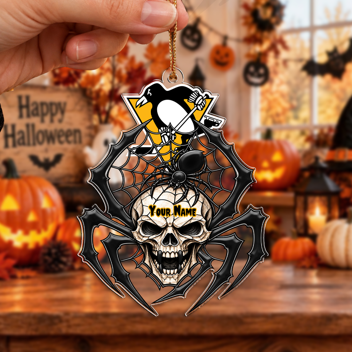 FINAL SALE - NEW CUSTOMIZED NHL26 PBP PITTSBURGH PENGUINS HALLOWEEN ACRYLIC ORNAMENT